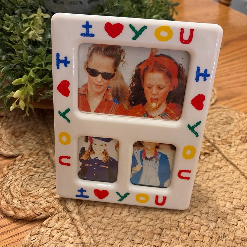 Vintage I Love You Picture Frame Colorful 5.5x7.25 Retro 90’s Valentines